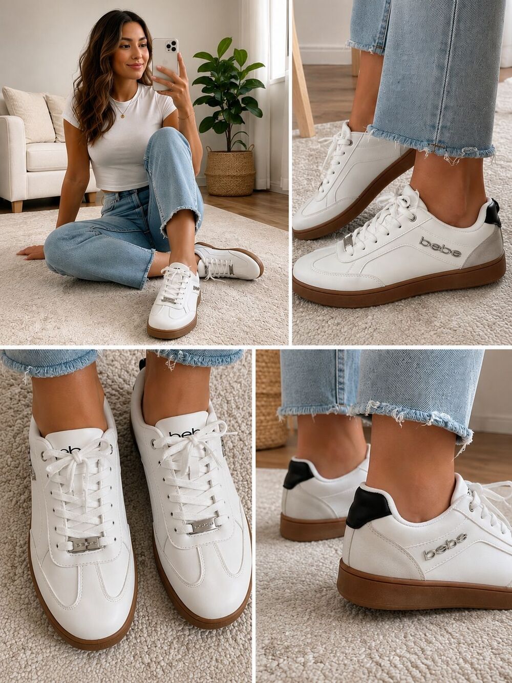 Bebe Women's White Fashion Sneakers – Size 8 – New with Tags